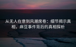从无人在意到风潮席卷：细节揭示真相，麻豆事件背后的真相探析