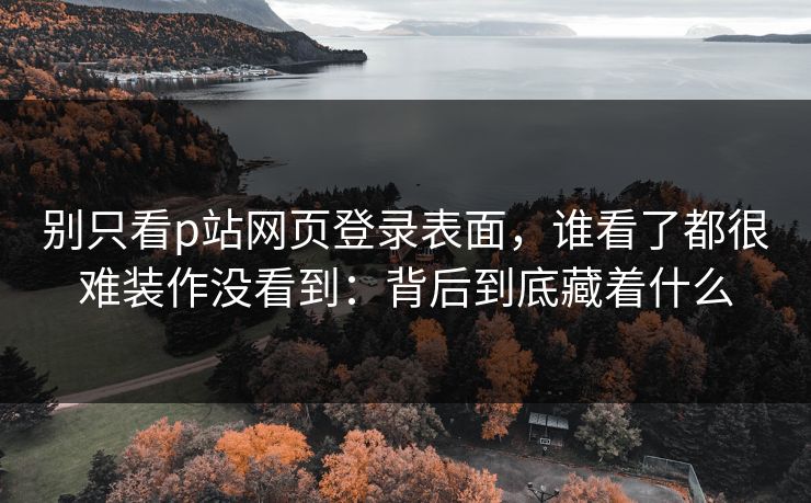 别只看p站网页登录表面,谁看了都很难装作没看到:背后到底藏着什么 别只看p站网页登录表面,谁看了都很难装作没看到:背后到底藏着什么