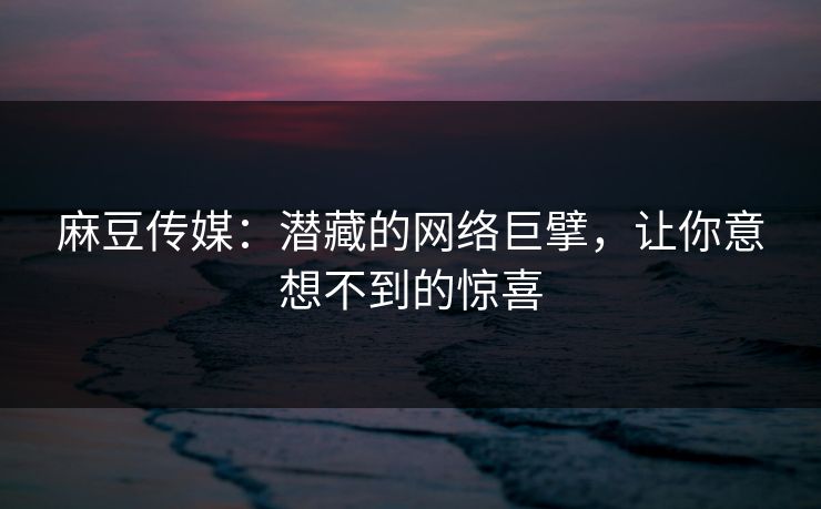 麻豆传媒:潜藏的网络巨擘,让你意想不到的惊喜 麻豆传媒:潜藏的网络巨擘,让你意想不到的惊喜
