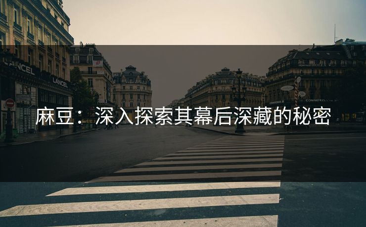 麻豆:深入探索其幕后深藏的秘密 麻豆:深入探索其幕后深藏的秘密